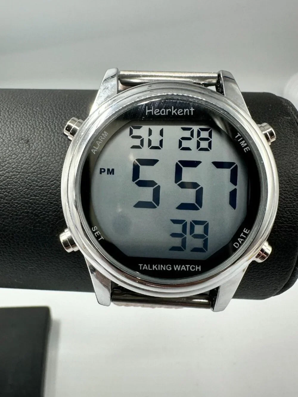 Hearkent Talking Digital Watch Women Silver Tone Pink Band New Battery